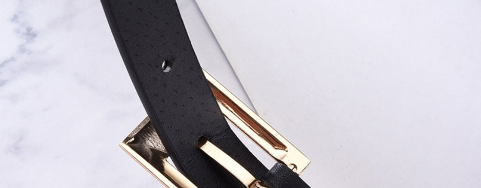 Fashion White Thin Belt With Metal Square Buckle,Thin belts