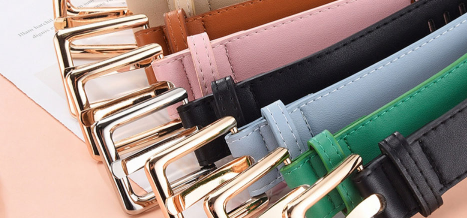 Fashion Pink Full Hole Square Pin Buckle Wide Belt,Wide belts