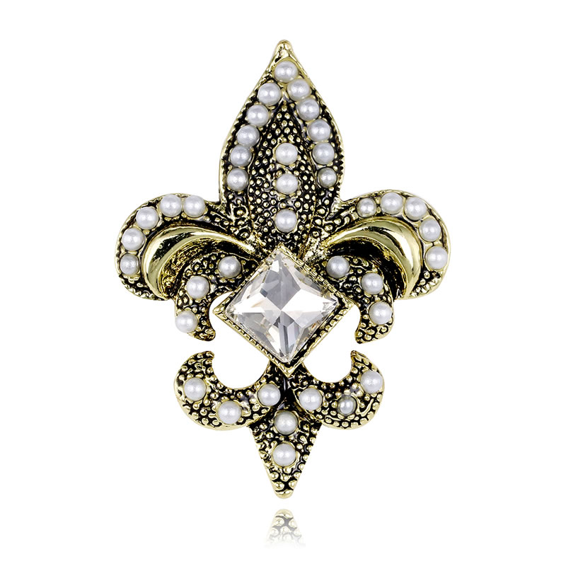 Fashion Gold Alloy Diamond And Pearl Geometric Brooch,Korean Brooches