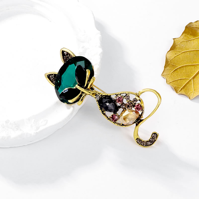 Fashion Gold Alloy Diamond Cat Brooch,Korean Brooches