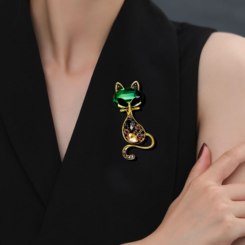 Fashion Gold Alloy Diamond Cat Brooch,Korean Brooches