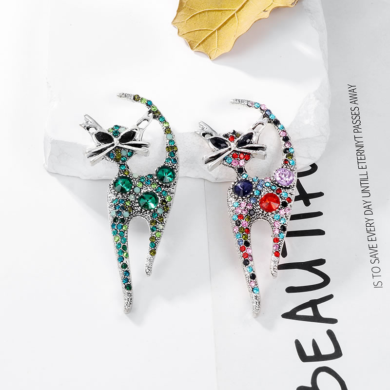 Fashion Color Alloy Diamond Cat Brooch,Korean Brooches