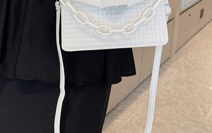 Fashion White Pu Checkered Embossed Flap Messenger Bag,Shoulder bags