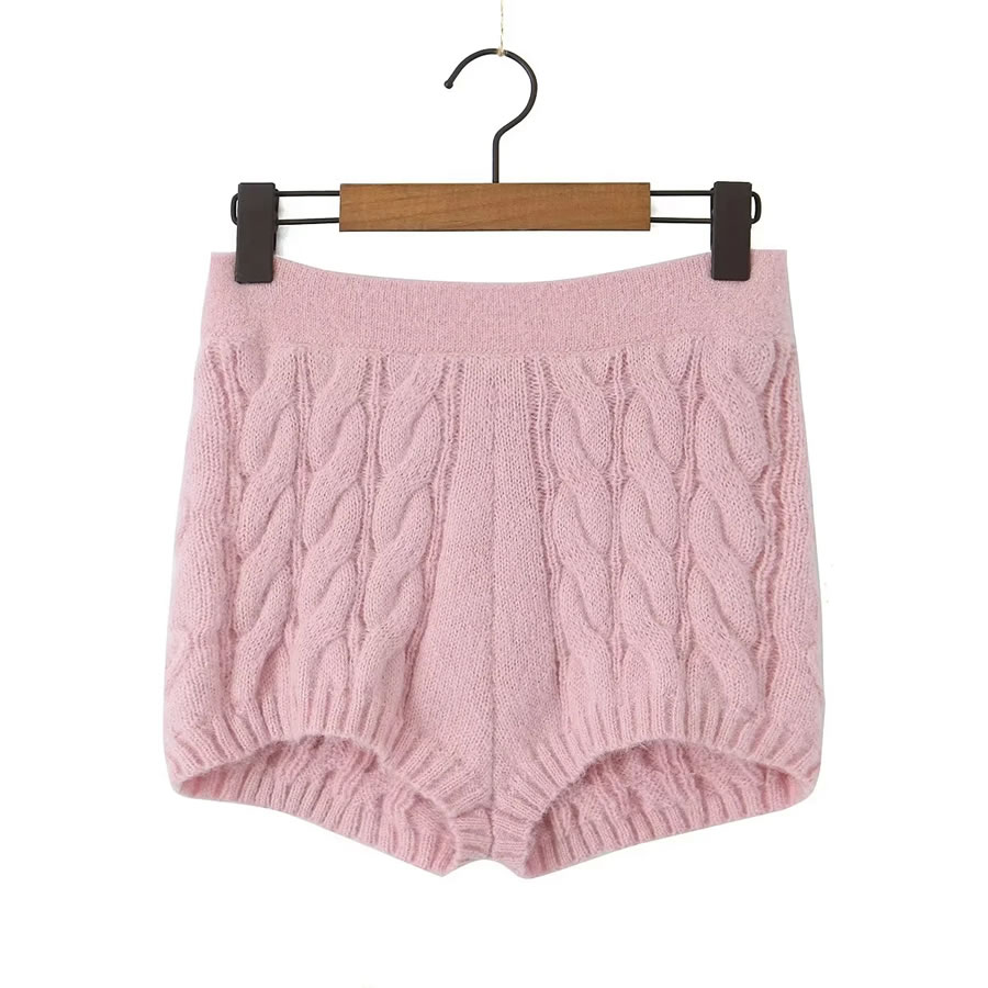 Fashion Pink Braided Shorts,Shorts