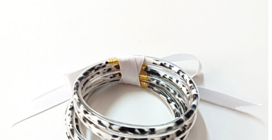 Fashion White Silicone Leopard Bow Bracelet Set,Fashion Bangles