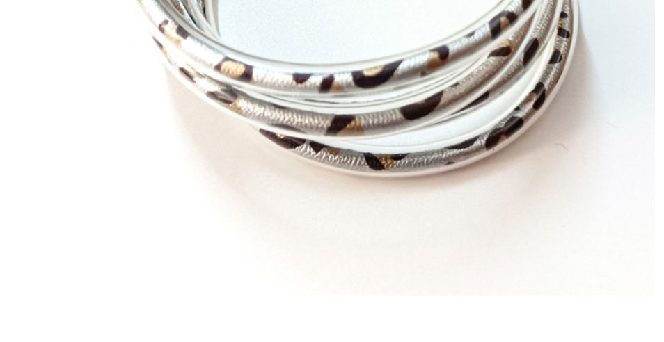 Fashion Silver Silicone Leopard Bow Bracelet Set,Fashion Bangles