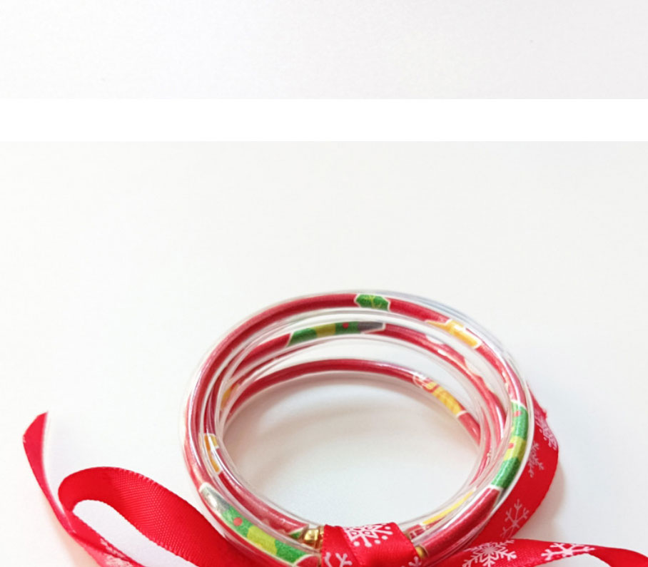 Fashion Red Green Silicone Christmas Bow Bracelet Set,Fashion Bangles