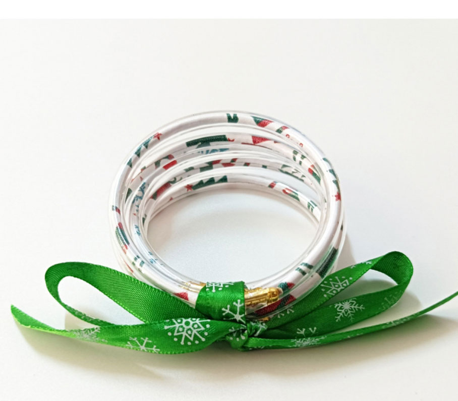 Fashion Green Silicone Christmas Bow Bracelet Set,Fashion Bangles