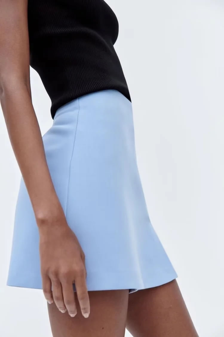 Fashion Blue Woven Slit Culottes,Shorts