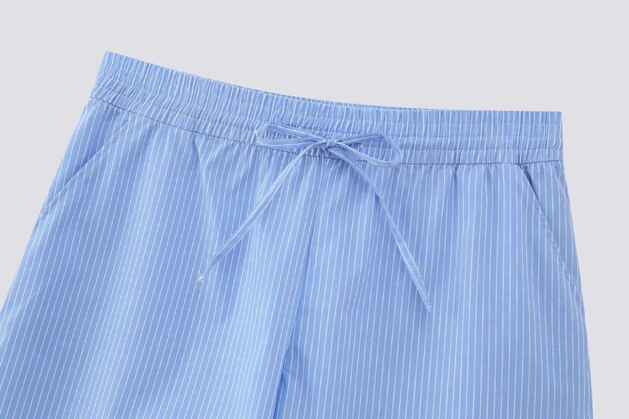 Fashion Blue Striped Lace-up Shorts,Shorts