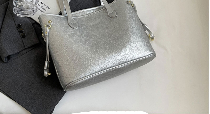 Fashion Silver Pu Large Capacity Shoulder Bag,Messenger bags