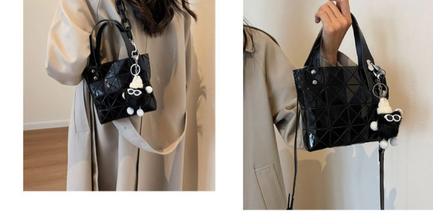 Fashion Black Pu Plaid Large Capacity Messenger Bag,Shoulder bags