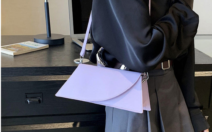 Fashion White Pu Geometric Trapezoidal Crossbody Bag,Shoulder bags
