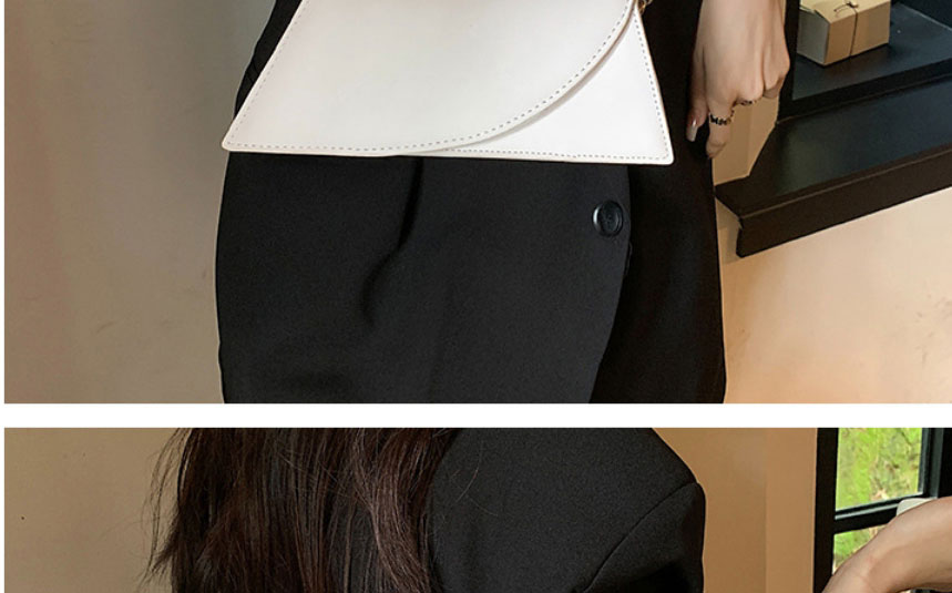 Fashion White Pu Geometric Trapezoidal Crossbody Bag,Shoulder bags