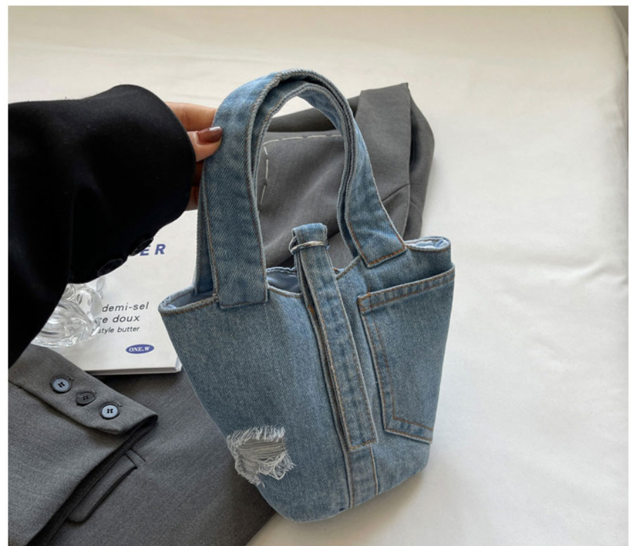 Fashion Navy Blue Denim Large Capacity Handbag,Handbags