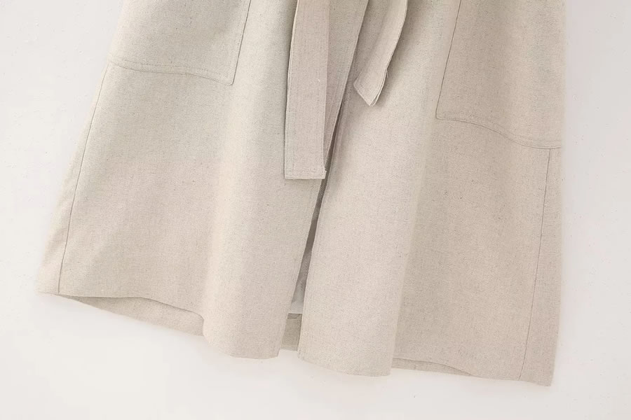 Fashion Khaki Blended Lapel Lace Vest Jacket,Coat-Jacket