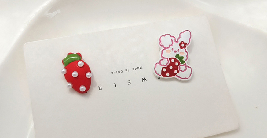 Fashion A Pair Of Ear Clips (triangular Clips) Alloy Paint Strawberry Rabbit Color Contrast Ear Clip,Clip & Cuff Earrings