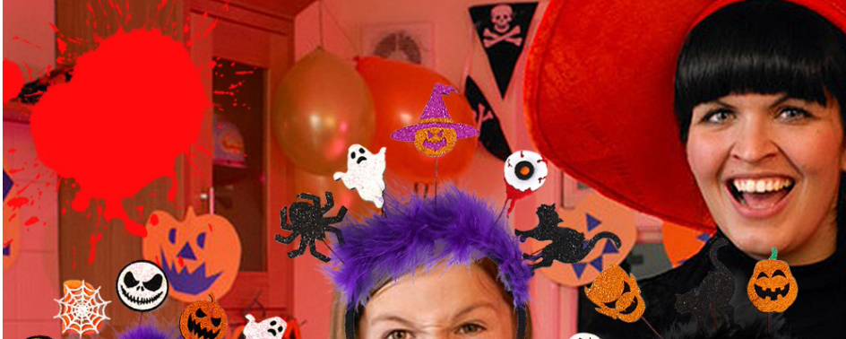 Fashion Black Feather Spider Headband Felt Bat Pumpkin Spider Skull Ghost Headband,Festival & Party Supplies