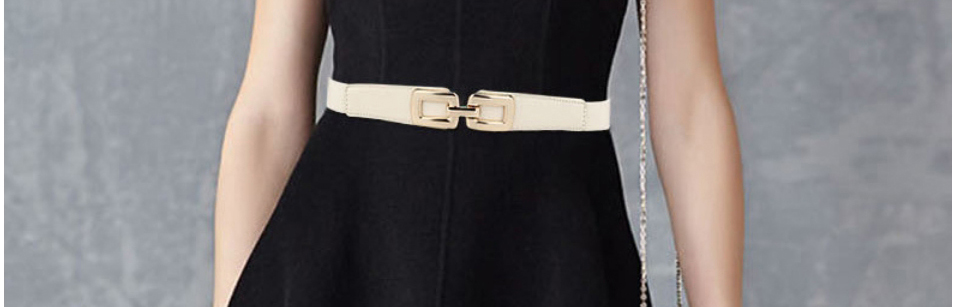 Fashion Brown Square Buckle Elastic Wide Belt,Wide belts