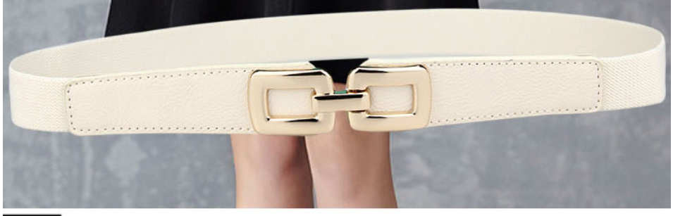 Fashion Off White Square Buckle Elastic Wide Belt,Wide belts