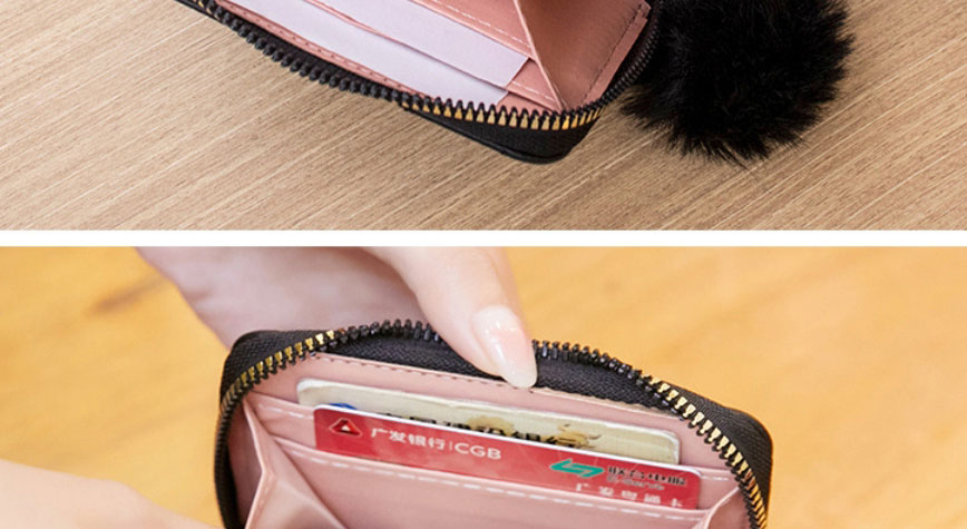 Fashion Pink Pu Rhombus Large Capacity Hair Ball Wallet,Wallet