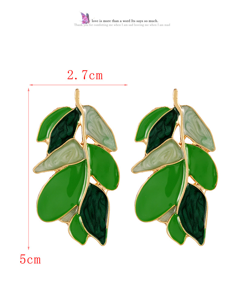Fashion Pink Alloy Drip Color Matching Leaf Stud Earrings,Stud Earrings
