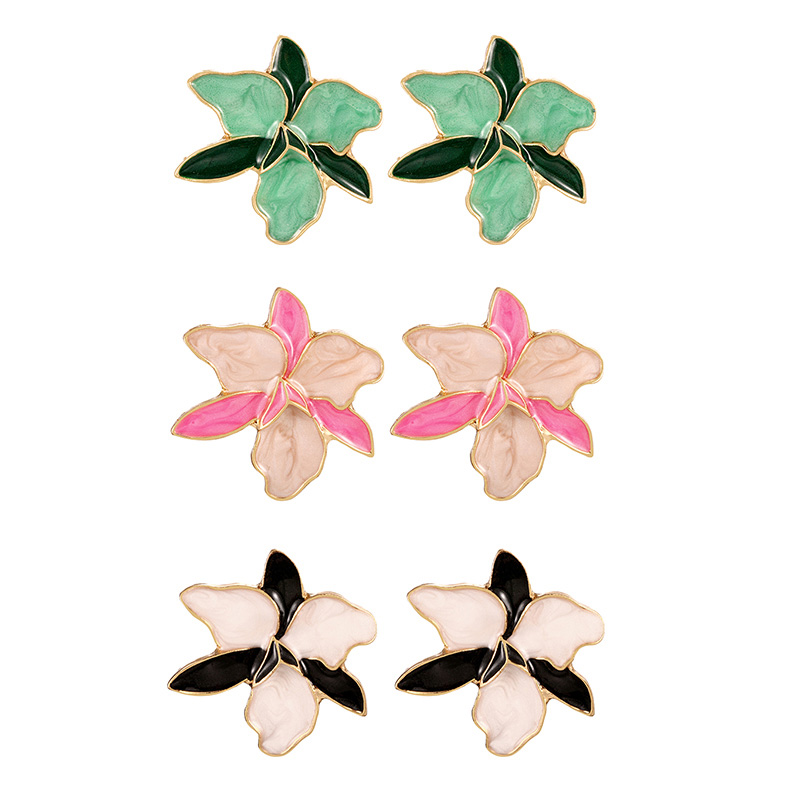 Fashion White Alloy Drip Color Matching Flower Stud Earrings,Stud Earrings