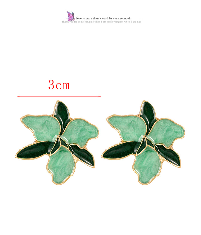 Fashion Green Alloy Drip Color Matching Flower Stud Earrings,Stud Earrings