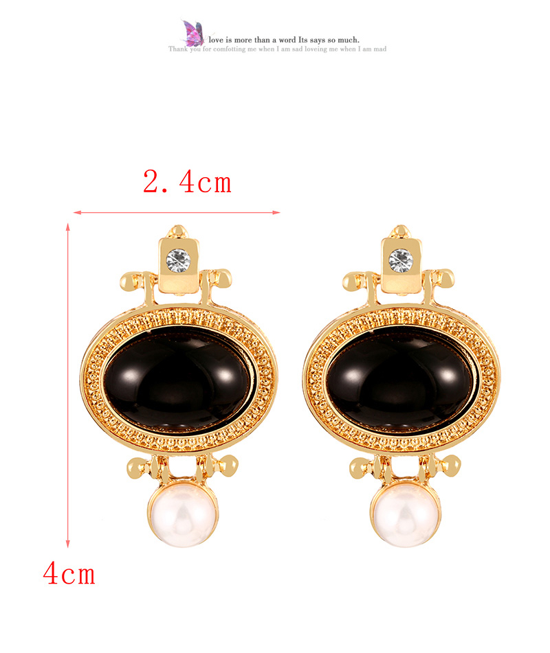 Fashion Black Alloy Diamond Geometric Pearl Stud Earrings,Stud Earrings