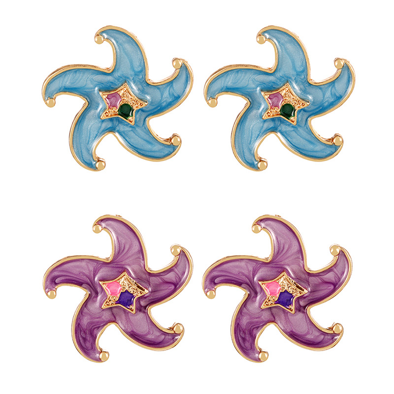 Fashion Pink Alloy Drip Starfish Stud Earrings,Stud Earrings
