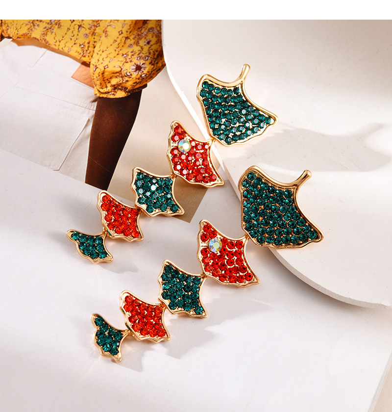 Fashion Color Alloy Diamond Ginkgo Leaf Pearl Earrings,Drop Earrings
