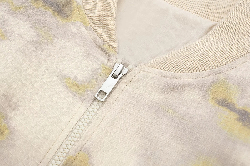 Fashion Printing Blended Print Stand Collar Zip Jacket,Coat-Jacket