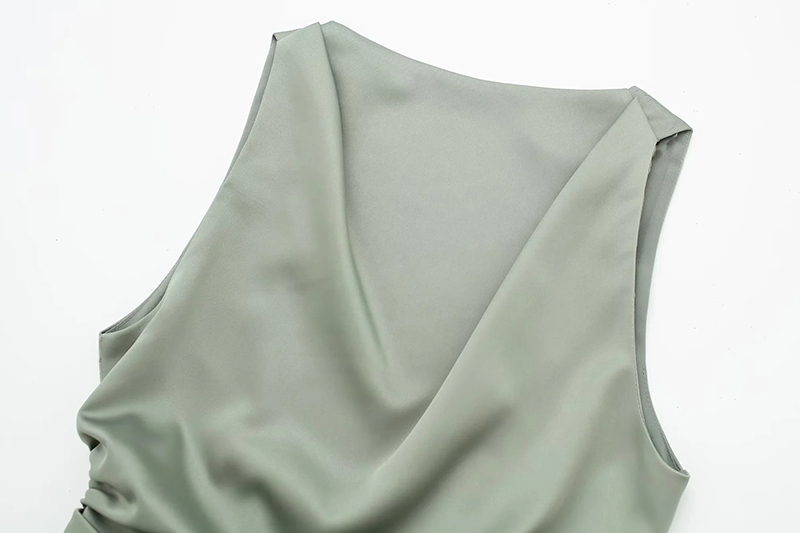 Fashion Green Silk-satin Open-back Tie-back Top,Tank Tops & Camis