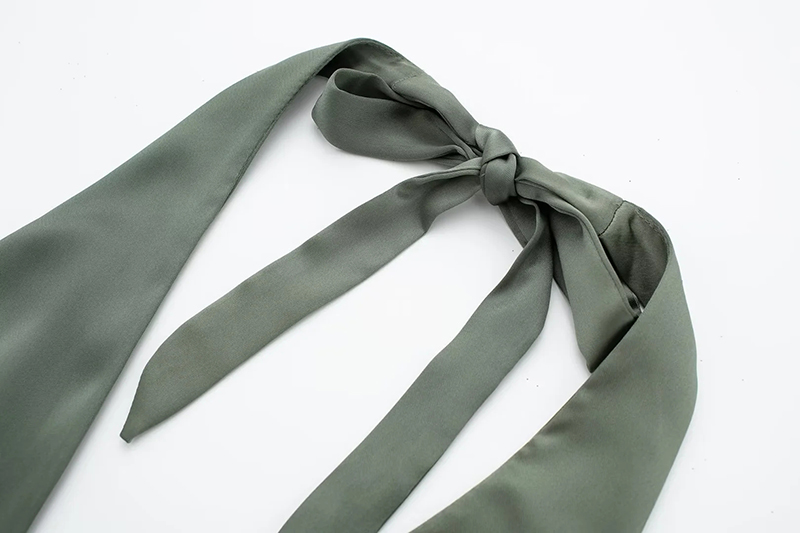 Fashion Green Silk Satin Halterneck Tie Dress,Mini & Short Dresses