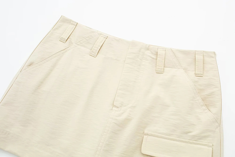 Fashion Beige Linen Pocket Culottes,Shorts