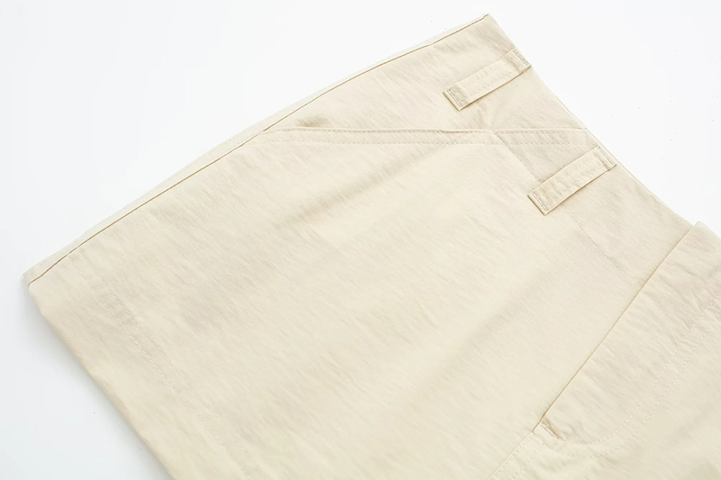 Fashion Beige Linen Pocket Culottes,Shorts