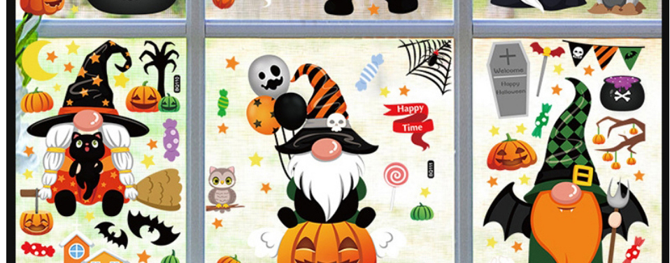 Fashion Bq107-112 (a Total Of 6 Main Picture Sets) Cartoon Halloween Printing Geometric Static Stickers,Festival & Party Supplies