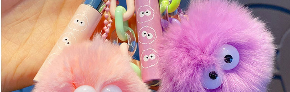 Fashion Pink Cartoon Rex Rabbit Fur Ball Flashlight Key Chain (live),Fashion Keychain