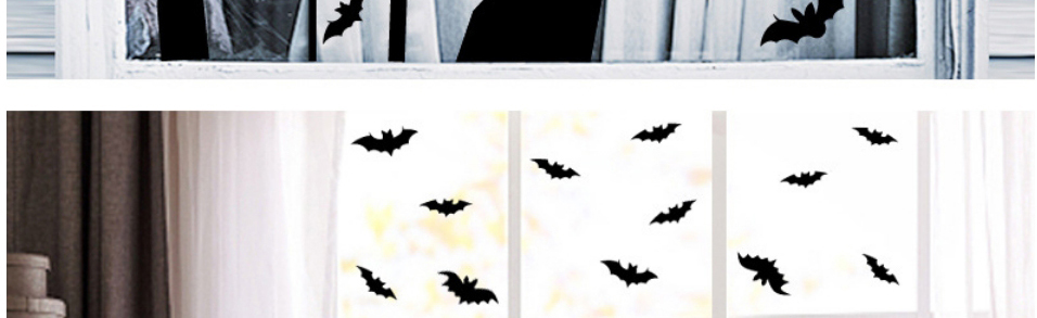 Fashion Black Pvc Halloween Bat Pumpkin Static Sticker,Festival & Party Supplies