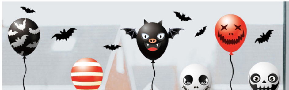 Fashion Color Halloween Balloon Bat Skull Static Sticker,Festival & Party Supplies