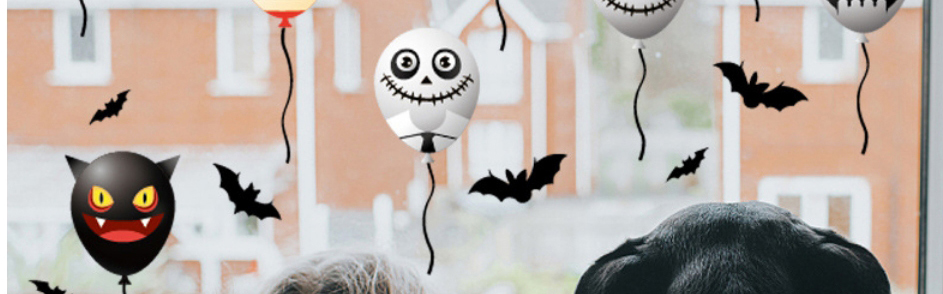 Fashion Color Halloween Balloon Bat Skull Static Sticker,Festival & Party Supplies