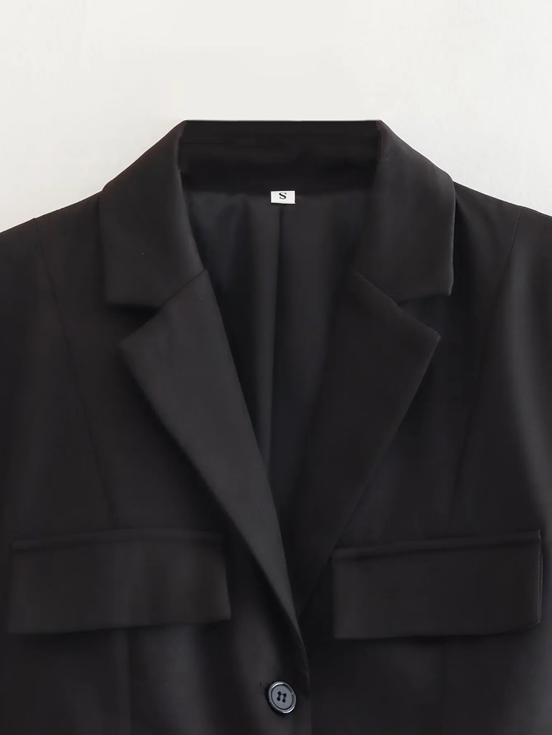 Fashion Black Side Cutout Breasted Blazer,Coat-Jacket