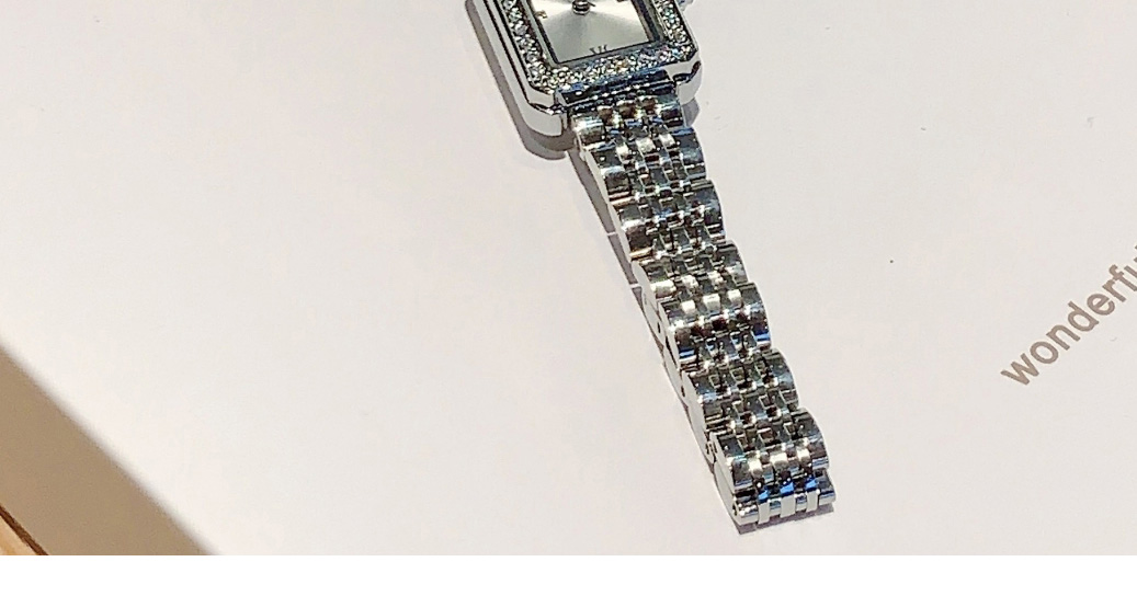 Fashion Silver Stainless Steel Diamond Steel Band Square Watch (with Battery),Ladies Watches