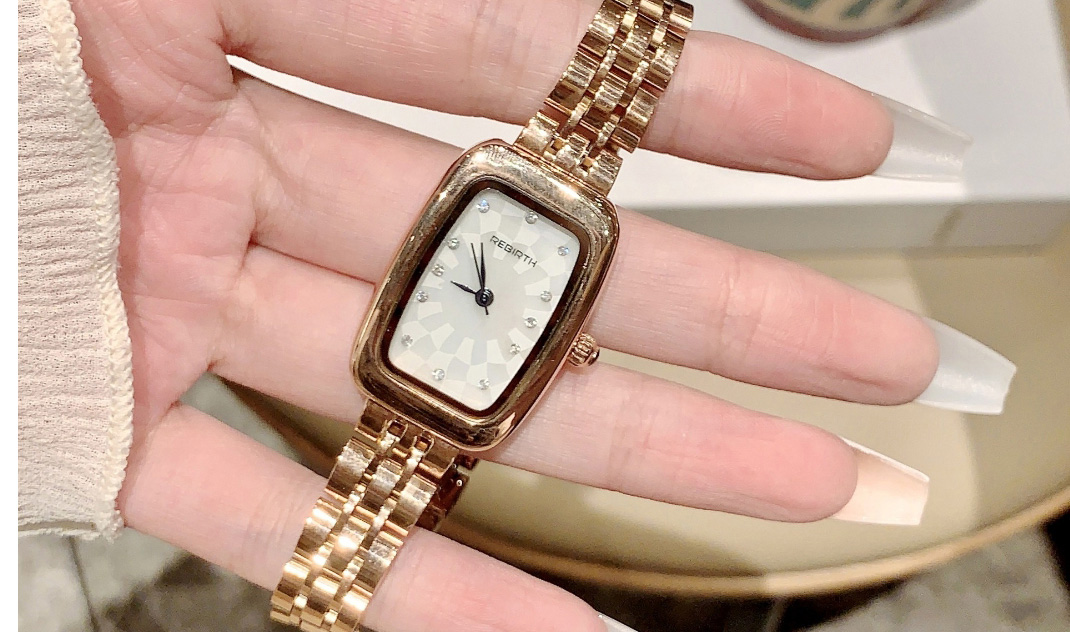 Fashion Rose Gold Stainless Steel Diamond Steel Band Square Watch (with Battery),Ladies Watches