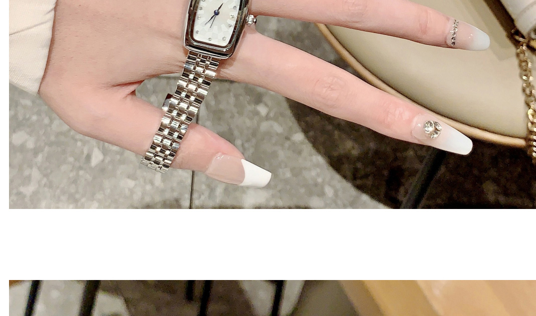 Fashion Rose Gold Stainless Steel Diamond Steel Band Square Watch (with Battery),Ladies Watches