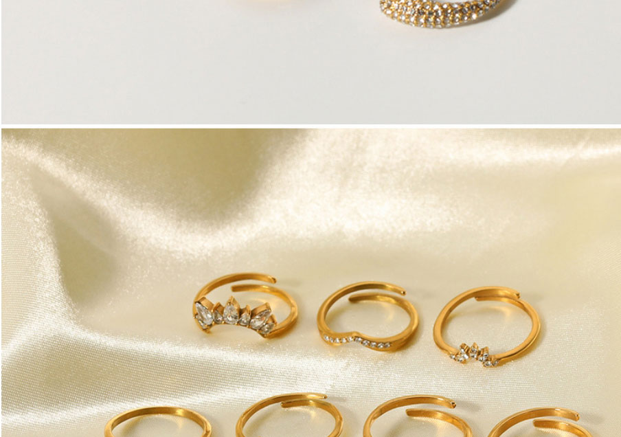 Fashion 10# Titanium Steel Inlaid Zirconium Geometric Split Ring,Rings
