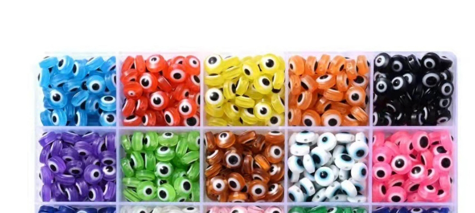 Fashion 10mm500 _ Mixed Color Geometric Oblate Eye Beads Loose Beads,Beads