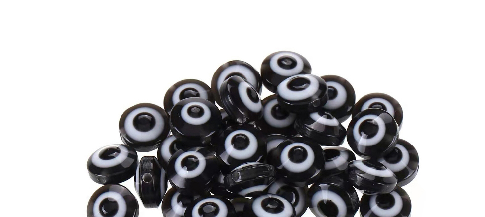Fashion 8mm 500pcs_black Geometric Oblate Eye Beads Loose Beads,Beads