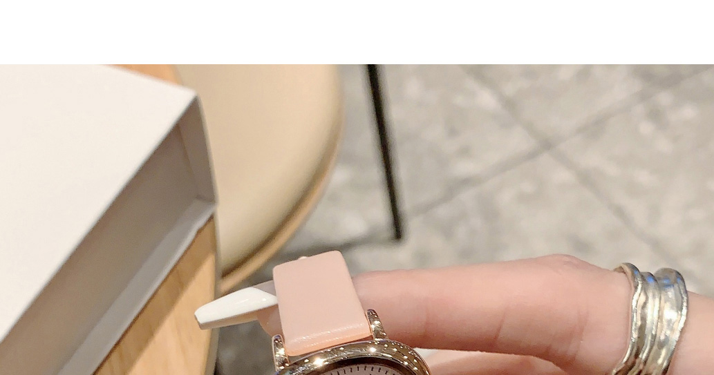 Fashion Pink Belt Pu Square Dial Watch (with Battery),Ladies Watches