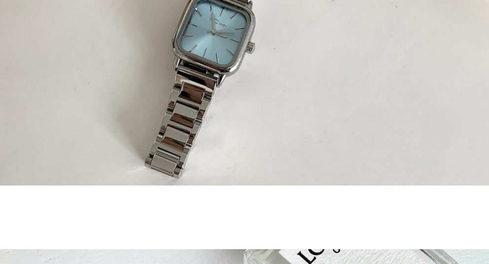 Fashion Blue Face Pu Square Dial Watch (with Battery),Ladies Watches